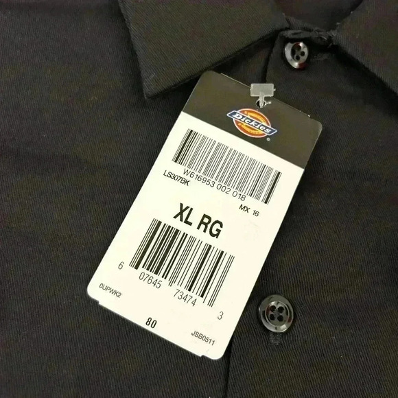 Men’s Dickies Black Short Sleeved Workwear Shirt Green Logo size XL - Picture 2 of 6